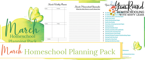 march homeschool planning pack, march homeschool planning