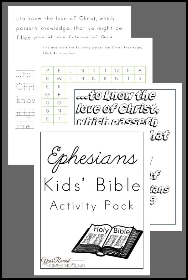 Ephesians Kids' Bible Activity Pack - Year Round Homeschooling