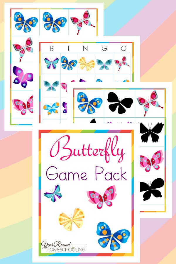 butterfly game pack, butterfly matching game, butterfly tic tac toe, butterfly bingo, butterfly games, butterfly game