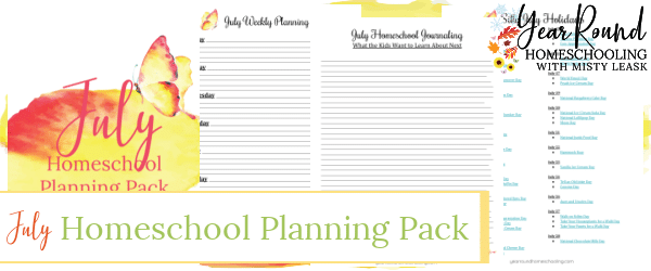 july homeschool planning pack, homeschool planning pack july, july homeschool planning, homeschool planning july