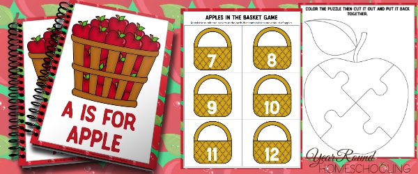 a is for apple, apple activity pack, apple activities