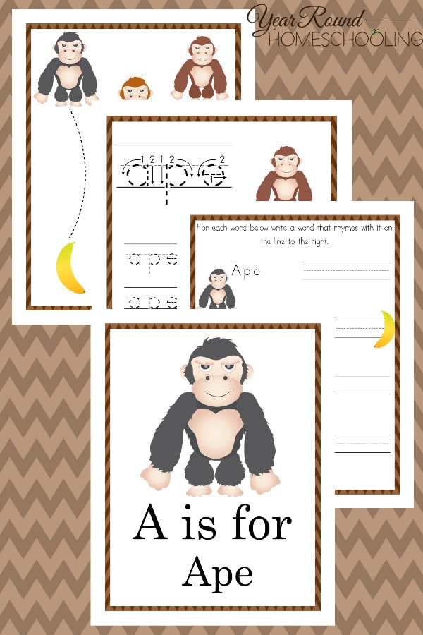 a is for ape activity pack, a is for ape activity, ape activity pack, ape activity