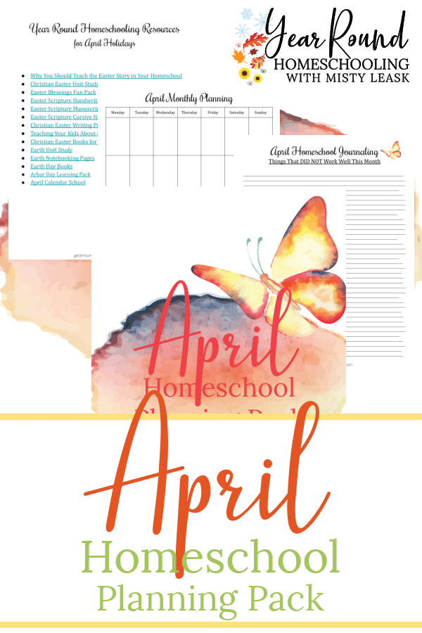 april homeschool planning pack, april homeschool planning