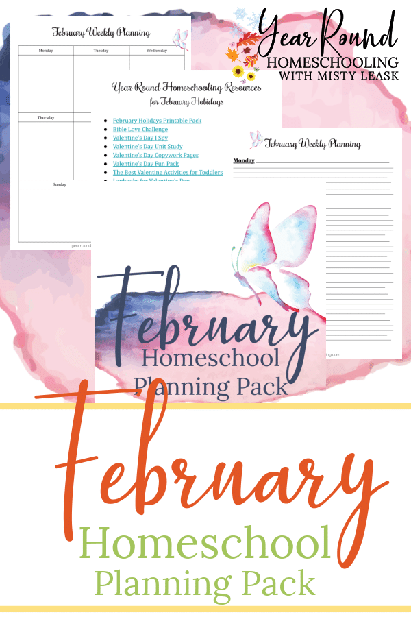 february homeschool planning pack, february homeschool planning