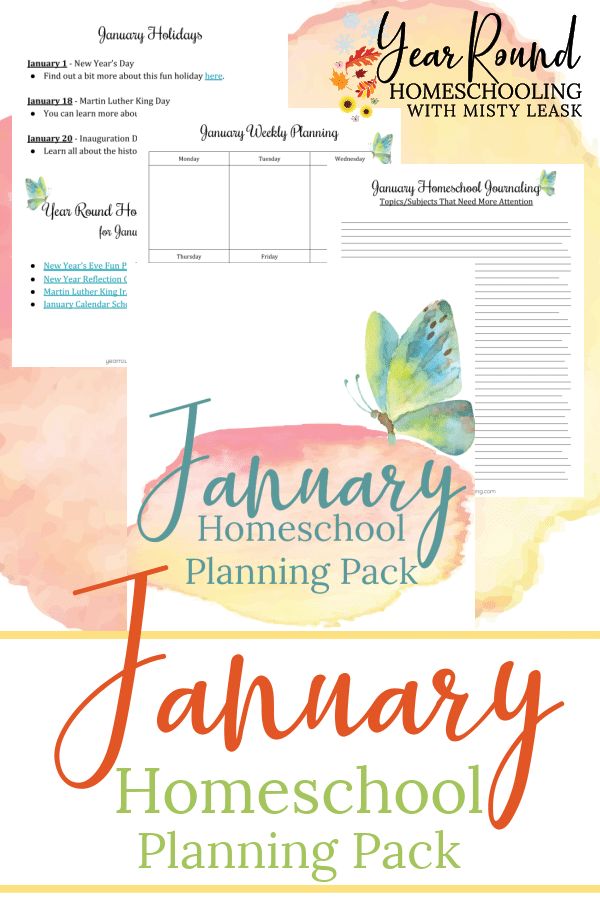 january homeschool planning pack, january homeschool planning
