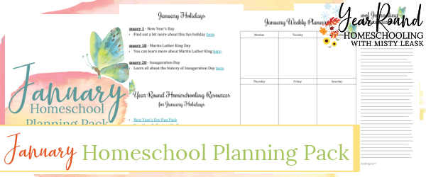 january homeschool planning pack, january homeschool planning