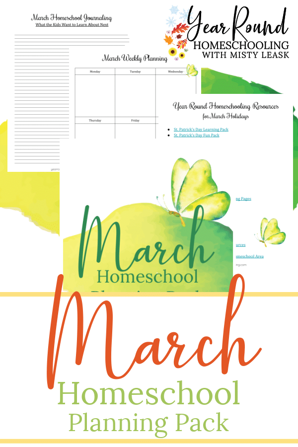 march homeschool planning pack, march homeschool planning