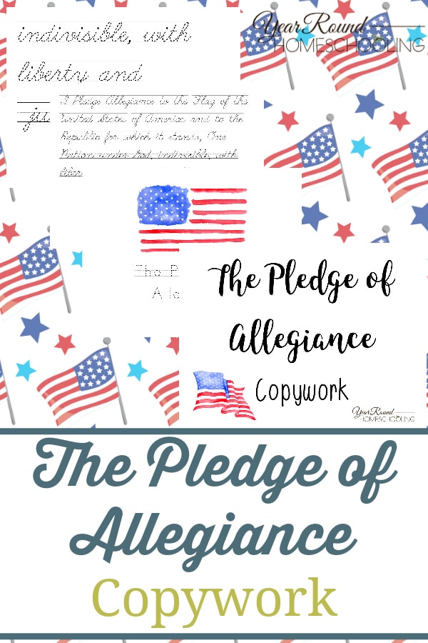 pledge of allegiance copywork, pledge of allegiance penmanship, pledge of allegiance