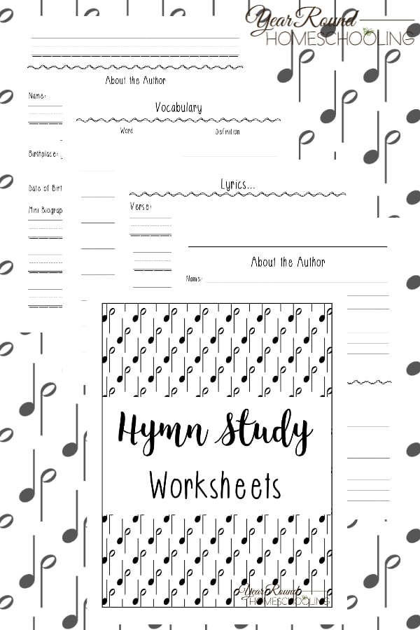 hymn study worksheets, hymn study worksheet, hymn study printable, hymn study