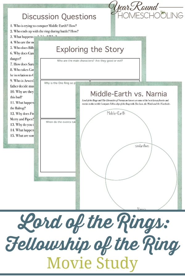 Lord of the Rings: Fellowship of the Ring Movie Study text with image examples of pages