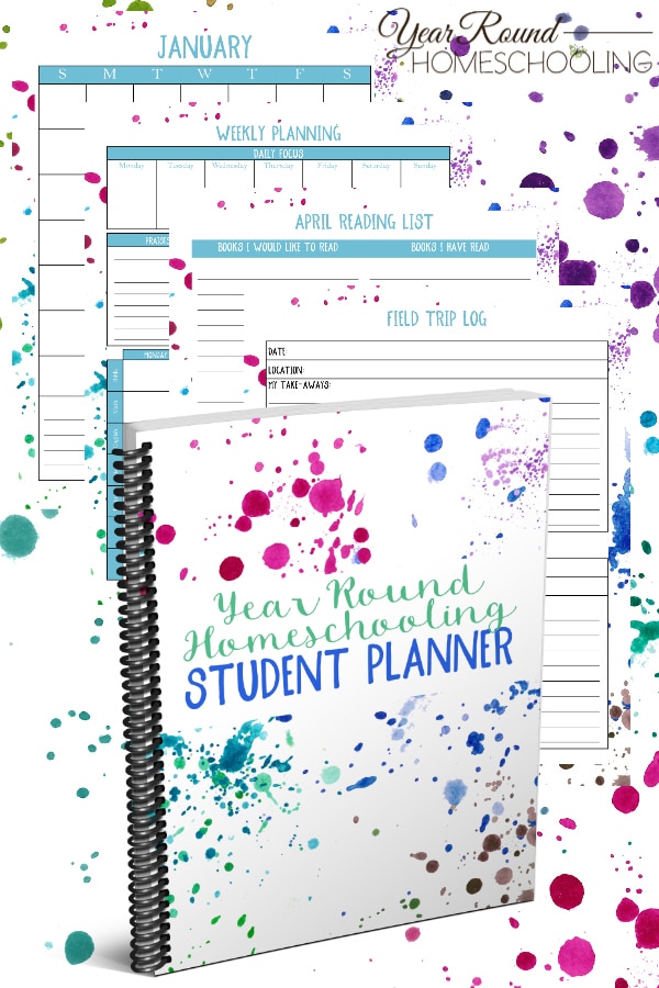 year round homeschooling student planner, year round homeschool student planner, student planner, homeschool student planner, planner