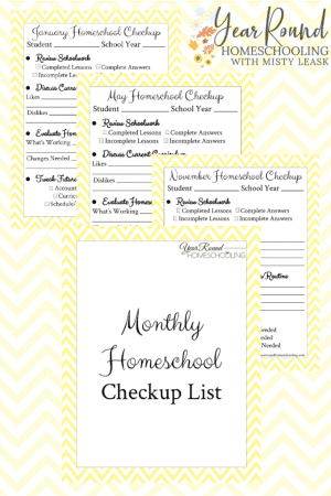 Monthly Homeschool Checkup List