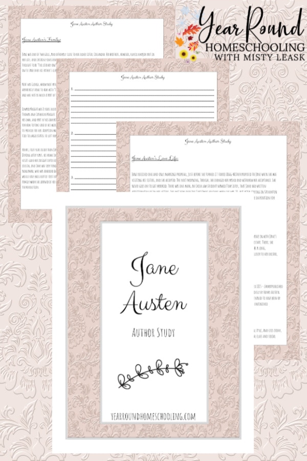 jane austen author study, jane austen study, jane austen author