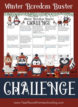 January Winter Boredom Buster Challenge Calendar