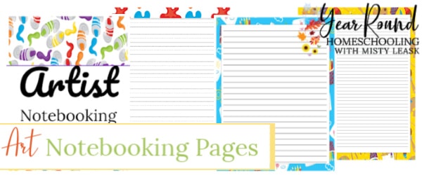 artist notebooking pages, art notebooking pages, notebooking pages for art, notebooking pages for artist