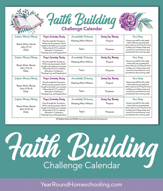 Faith Building Challenge Calendar Year Round Homeschooling