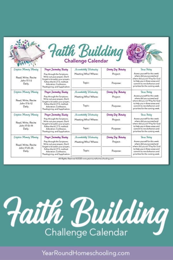 faith building challenge, faith building challenge calendar, faith building calendar