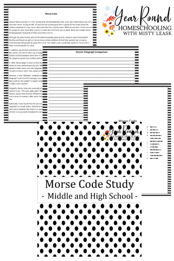 morse code unit study middle and high school, morse code middle and high school unit study, morse code high school study, morse code middle school study