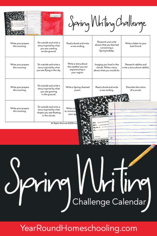 spring writing, spring writing challenge, spring writing challenge calendar