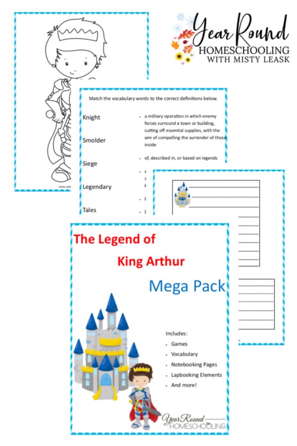 king arthur activity pack, king arthur activities, king arthur printable