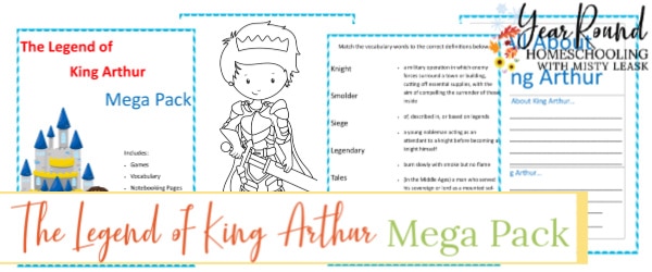 king arthur activity pack, king arthur activities, king arthur printable