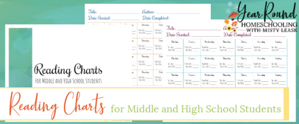 middle school reading charts, high school reading charts