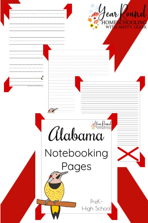 alabama notebooking pages, alabama notebooking