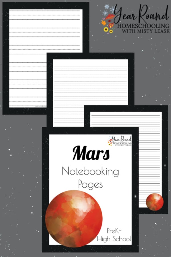 mars notebooking pages, mars pages, mars notebooking