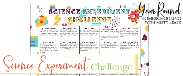 science experiment challenge calendar, science experiment challenge, science experiment calendar