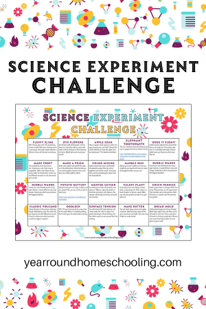 Science Experiment Challenge Calendar