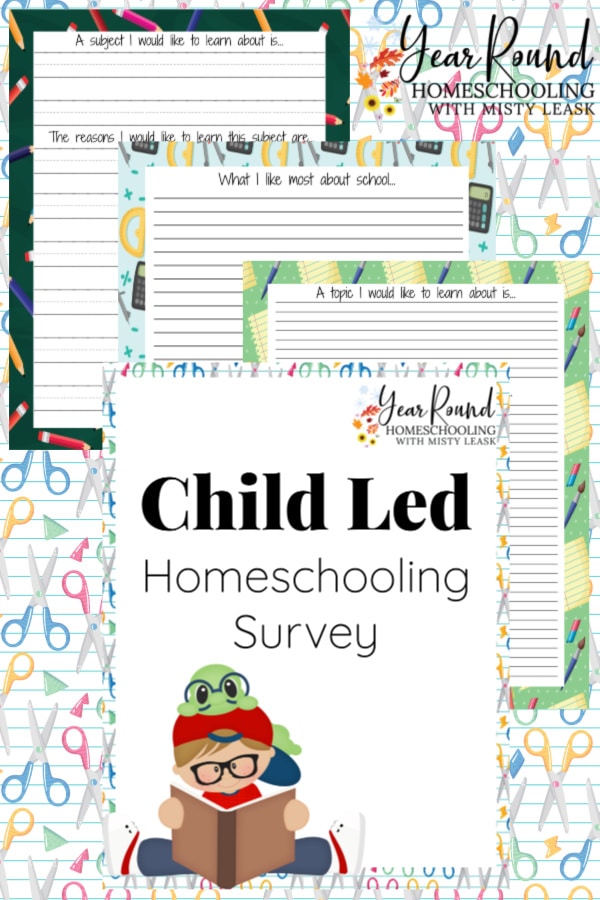 child led homeschooling survey, child led homeschooling questionnaire, child led homeschooling pack