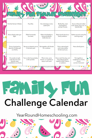 Family Fun Summer Challenge Calendar