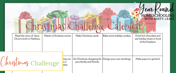christmas challenge, christmas challenge calendar, christmas calendar