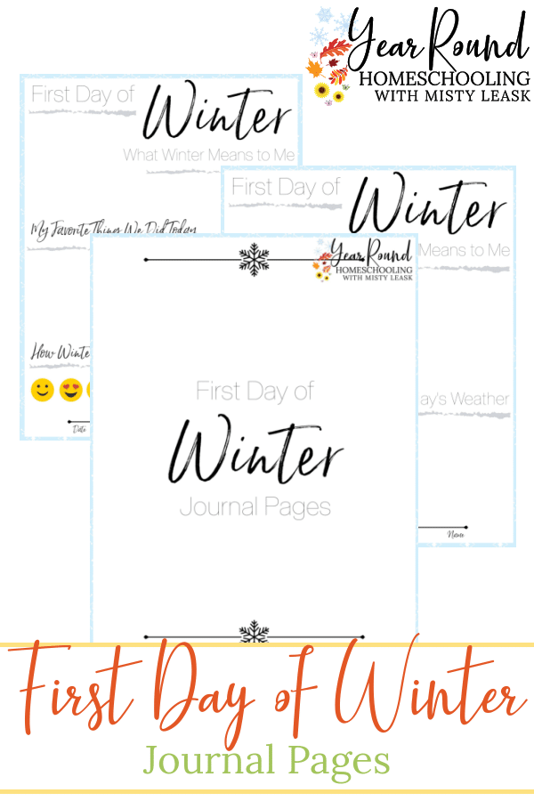 first day of winter journal pages, first day of winter journal