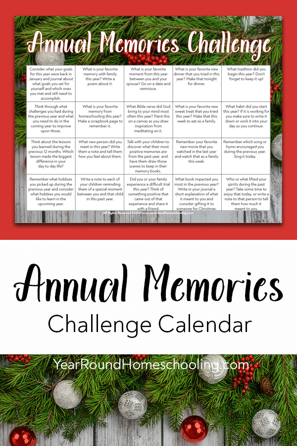 memories challenge, memories challenge calendar