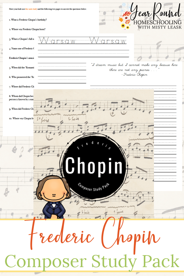 frederic chopin composer study pack, frederic chopin composer pack, chopin composer study pack, chopin composer pack