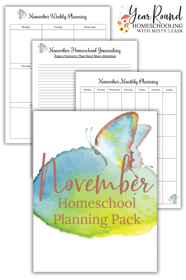 november homeschool planning pack, november homeschool planning, homeschool planning november