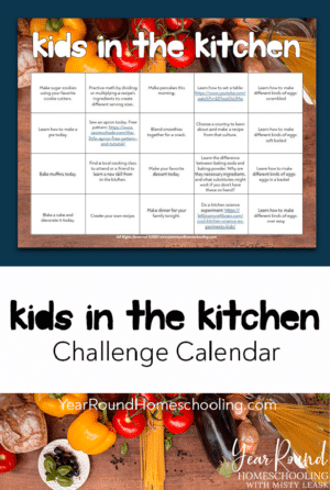 Printable Kids in the Kitchen Challenge Calendar