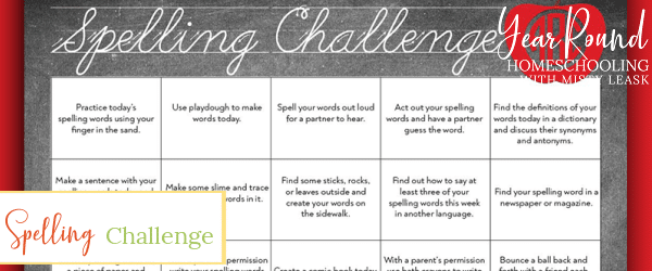 spelling challenge, spelling calendar, spelling challenge calendar