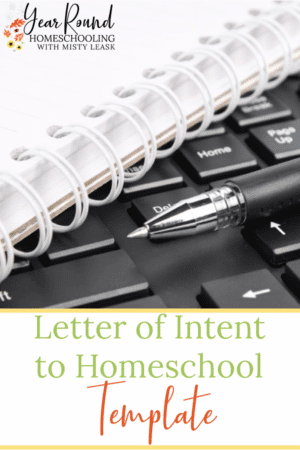 Printable Letter of Intent to Homeschool Template