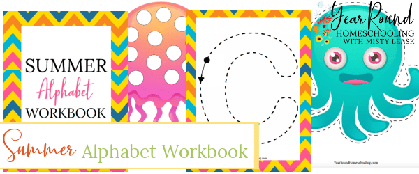 summer alphabet workbook, alphabet workbook summer, summer workbook, summer alphabet