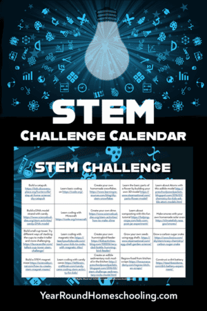 Printable STEM Challenge Calendar