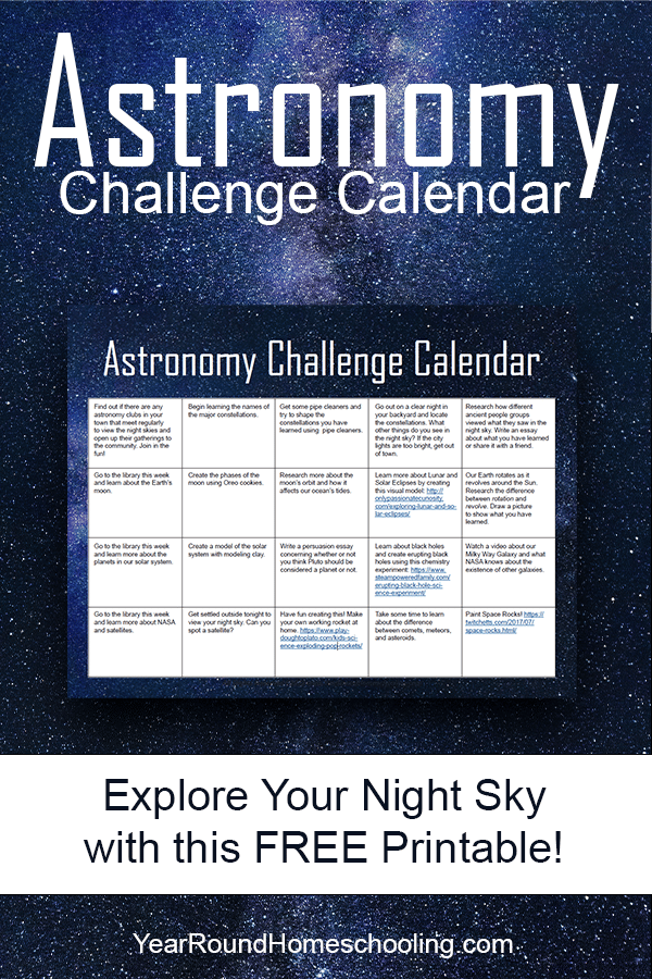 astronomy challenge calendar, astronomy challenge, challenge astronomy