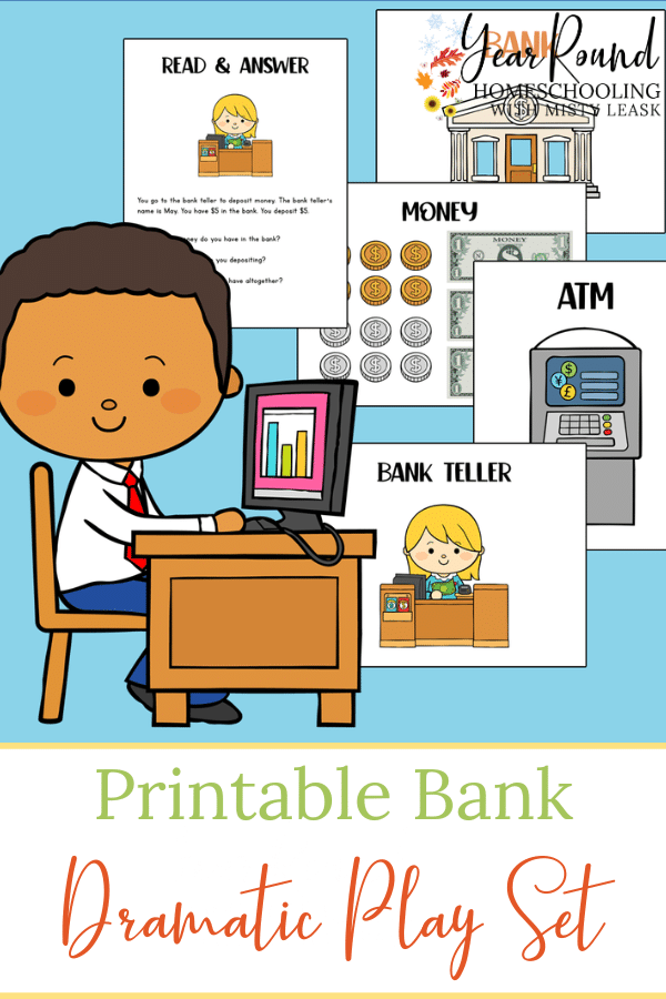 printable bank, printable bank dramatic play, dramatic play bank, play bank