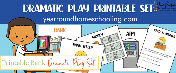 printable bank, printable bank dramatic play, dramatic play bank, play bank