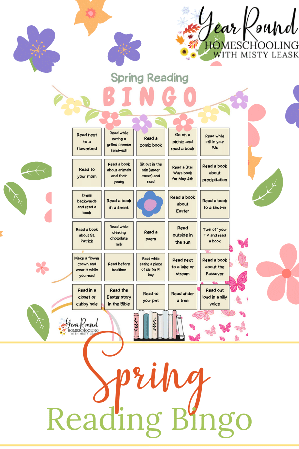 spring reading bingo, spring reading bingo card, printable spring reading bingo, printable spring bingo card