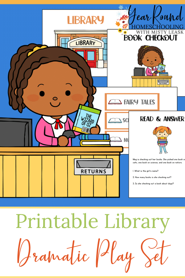 printable library, printable library dramatic play, dramatic play library, play library