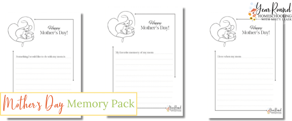 mother's day memory pages, mother's day memories, mother's day printable, mother's day printable for kids