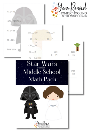 Star Wars Middle School Printable Math Pack