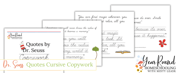 dr seuss quotes cursive copywork, dr seuss copywork, dr seuss cursive, dr seuss copywork cursive